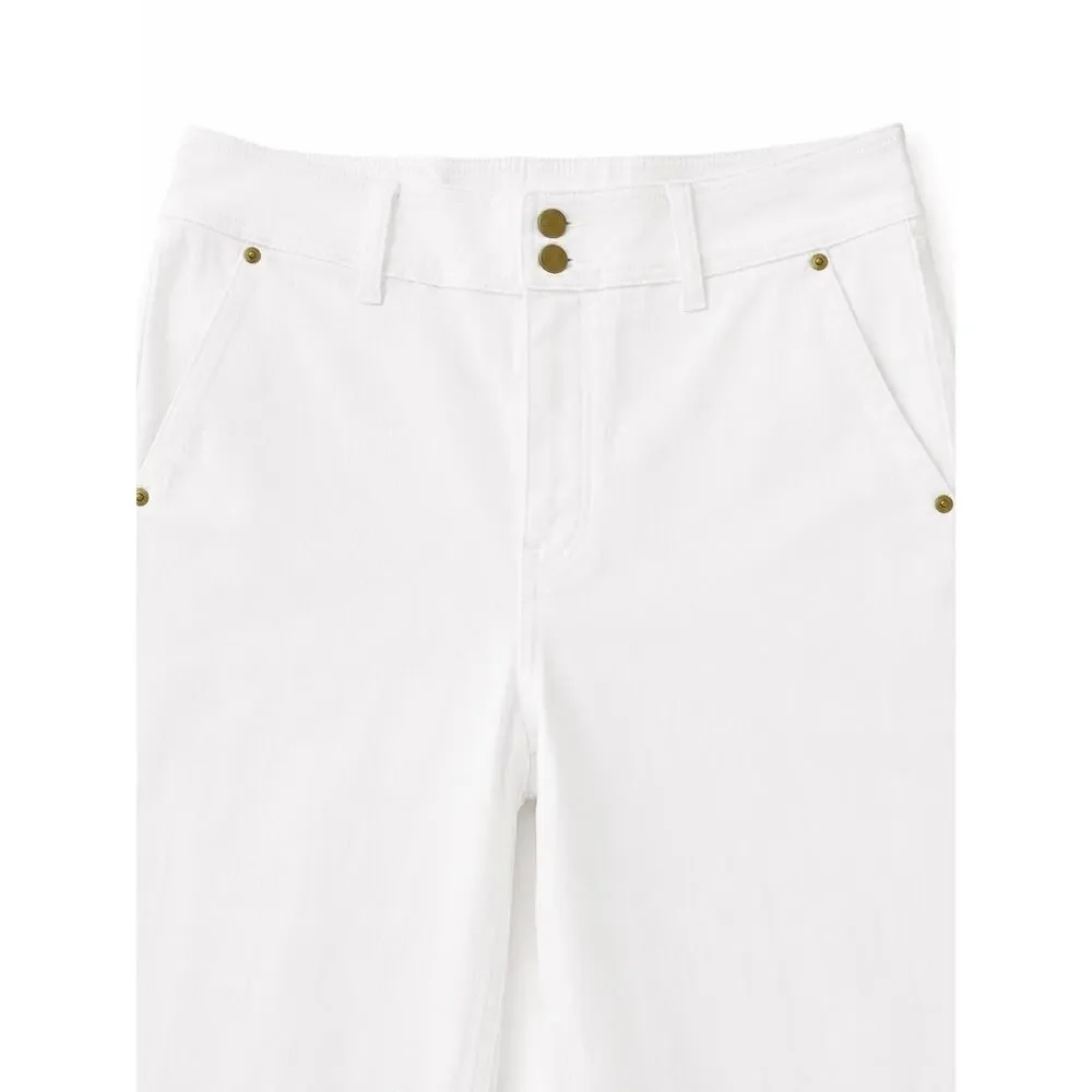 J.Crew Slim-Wide Leg High Rise White Denim Jeans Coastal Minimalist NWT  31 - Picture 8 of 13